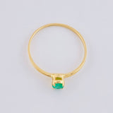Anillo Solitario Canasta Esmeralda 16pts 1.1g / T7 Oro Amarillo 18K