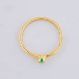 Anillo Solitario Cuatro Garras Esmeralda 6pts 1.55g / T6 3/4 Oro Amarillo 18K