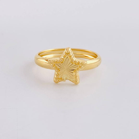Anillo Estrella Diamantada 1g / T5 1/4 Oro Amarillo 18K