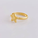 Anillo Estrella Diamantada 0.95g / T7 1/2 Oro Amarillo 18K