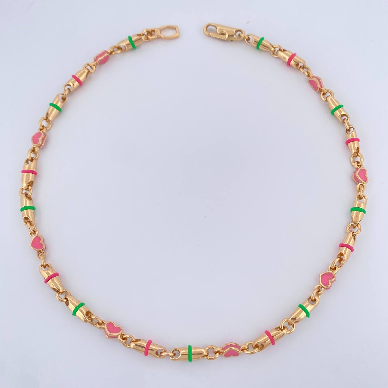 Tobillera Rustica Corazones 11.95gr / 26.7cm / Oro Amarillo 18K $