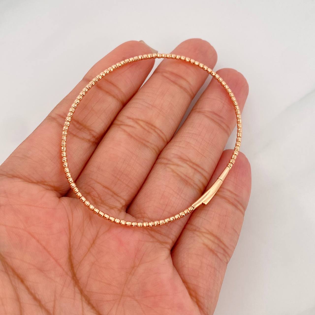 Pulso Aro Diamantado 2.8g / 17cm / 1.7mm Dos Oros Amarillo Rosa 18K