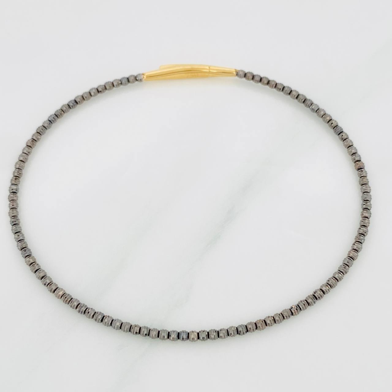 Pulso Aro Diamantado 2.75g / 18cm / 1.7mm Dos Oros Negro Amarillo 18K