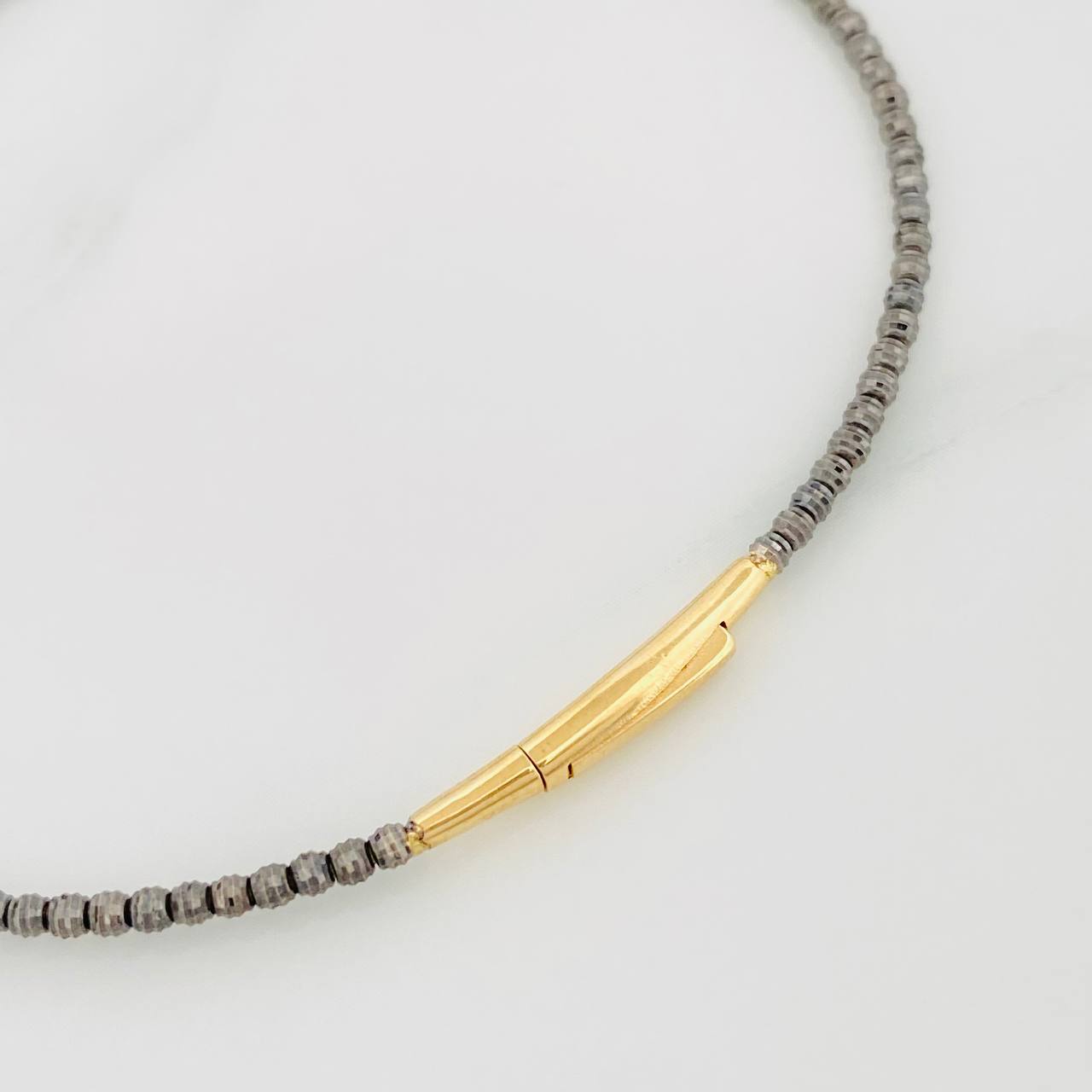Pulso Aro Diamantado 2.75g / 18cm / 1.7mm Dos Oros Negro Amarillo 18K