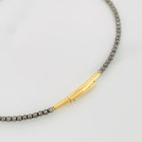 Pulso Aro Diamantado 2.75g / 18cm / 1.7mm Dos Oros Negro Amarillo 18K
