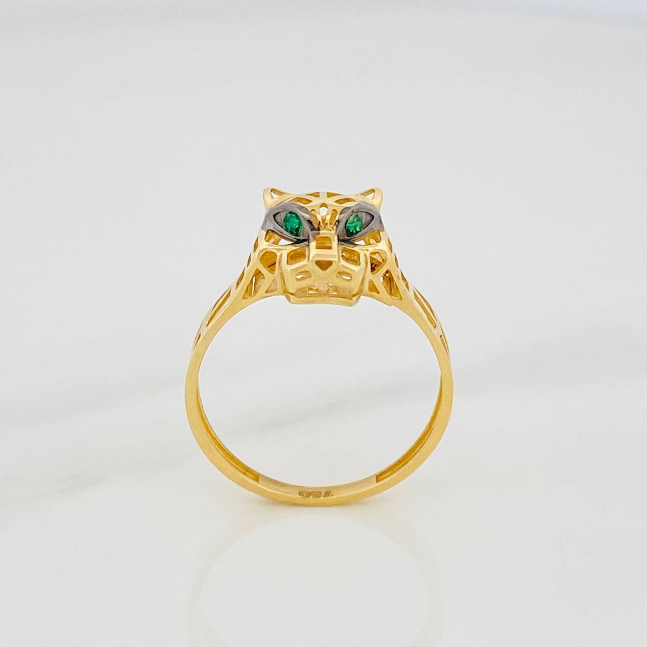 Anillo Pantera Filigrana 2.75g / T8 1/2 Dos Oros Negro Amarillo 18K