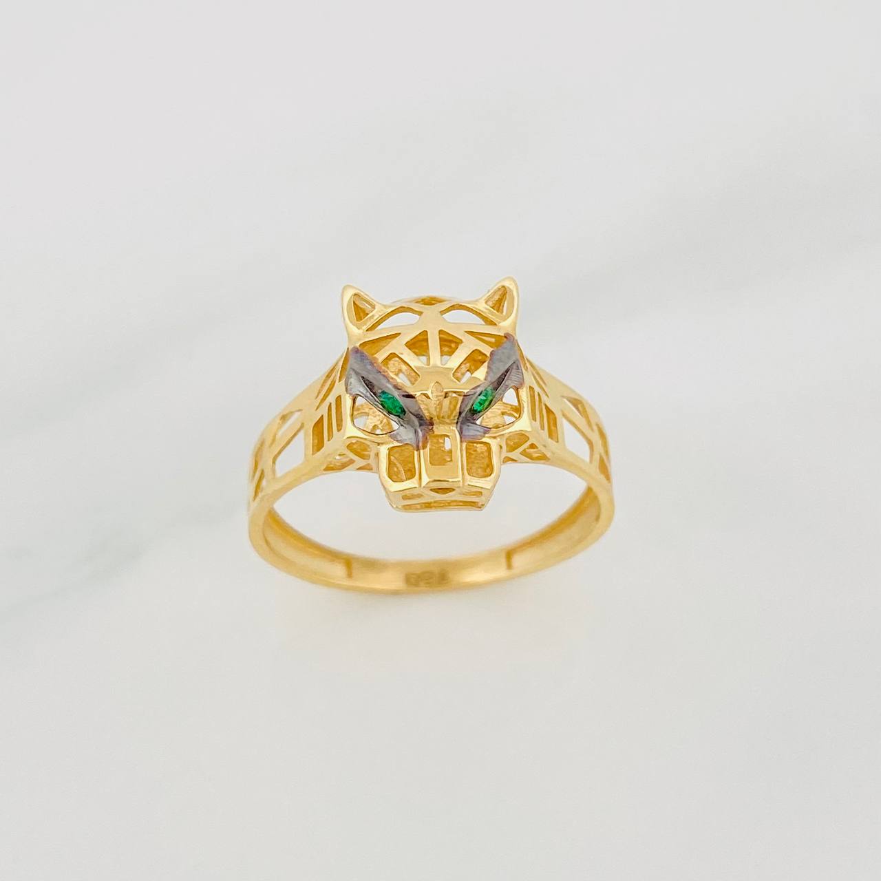 Anillo Pantera Filigrana 2.75g / T8 1/2 Dos Oros Negro Amarillo 18K