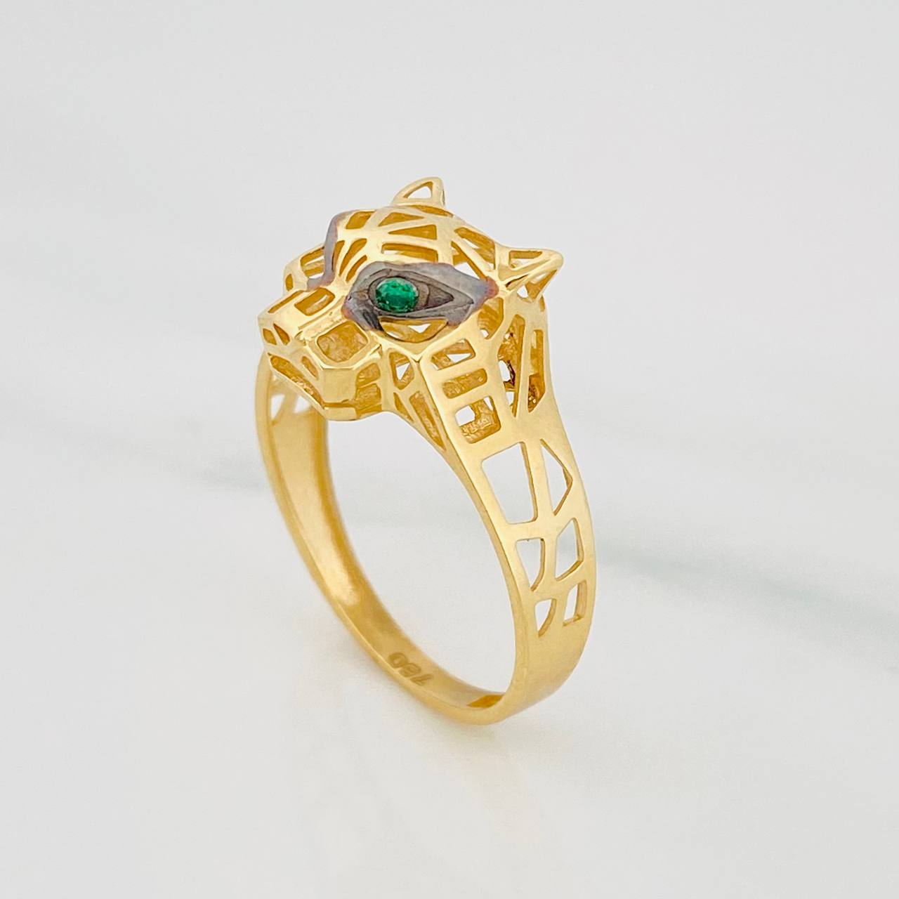 Anillo Pantera Filigrana 2.75g / T8 1/2 Dos Oros Negro Amarillo 18K