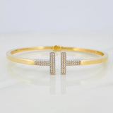 Pulso Aro Doble T 8.85g / 19cm / 2.9mm Dos Oros Amarillo Blanco 18K
