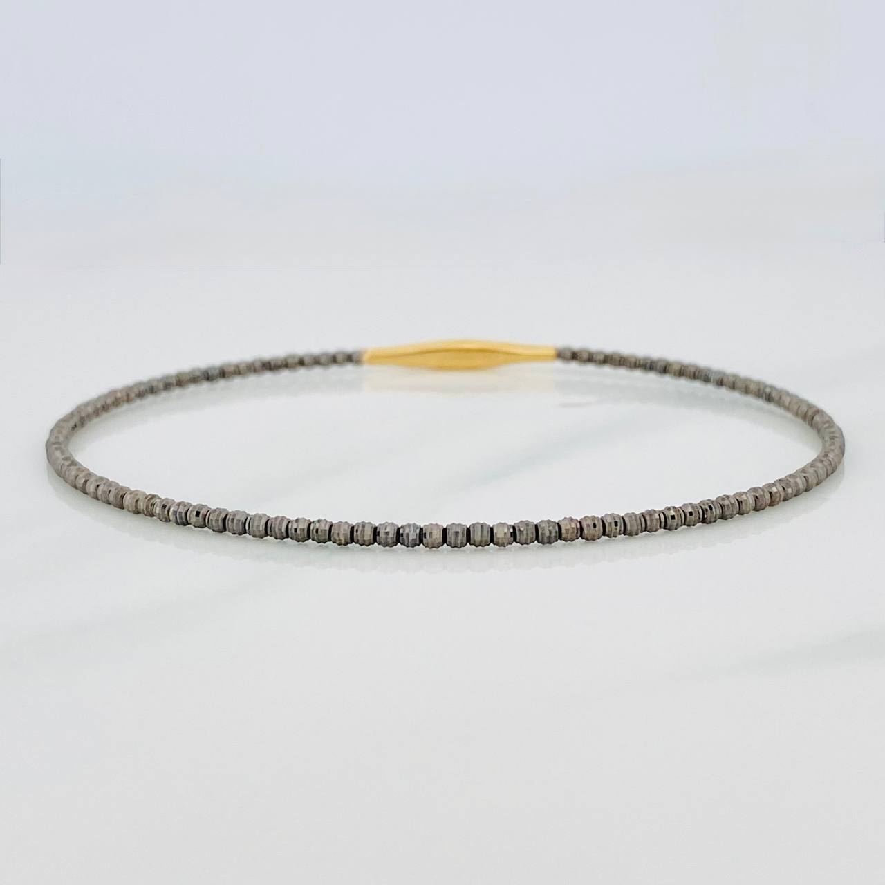 Pulso Aro Diamantado 2.75g / 18cm / 1.7mm Dos Oros Negro Amarillo 18K