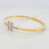 Pulso Aro Doble T 8.85g / 19cm / 2.9mm Dos Oros Amarillo Blanco 18K