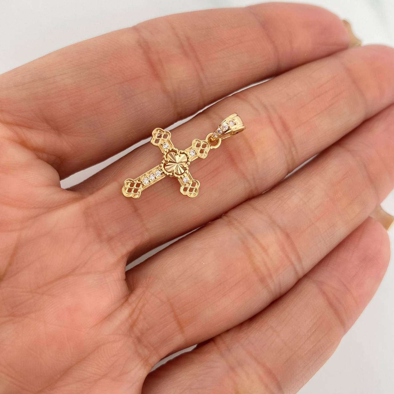 Dije Cruz Trebol 1.15g / 2.4cm Oro Rosa 18K