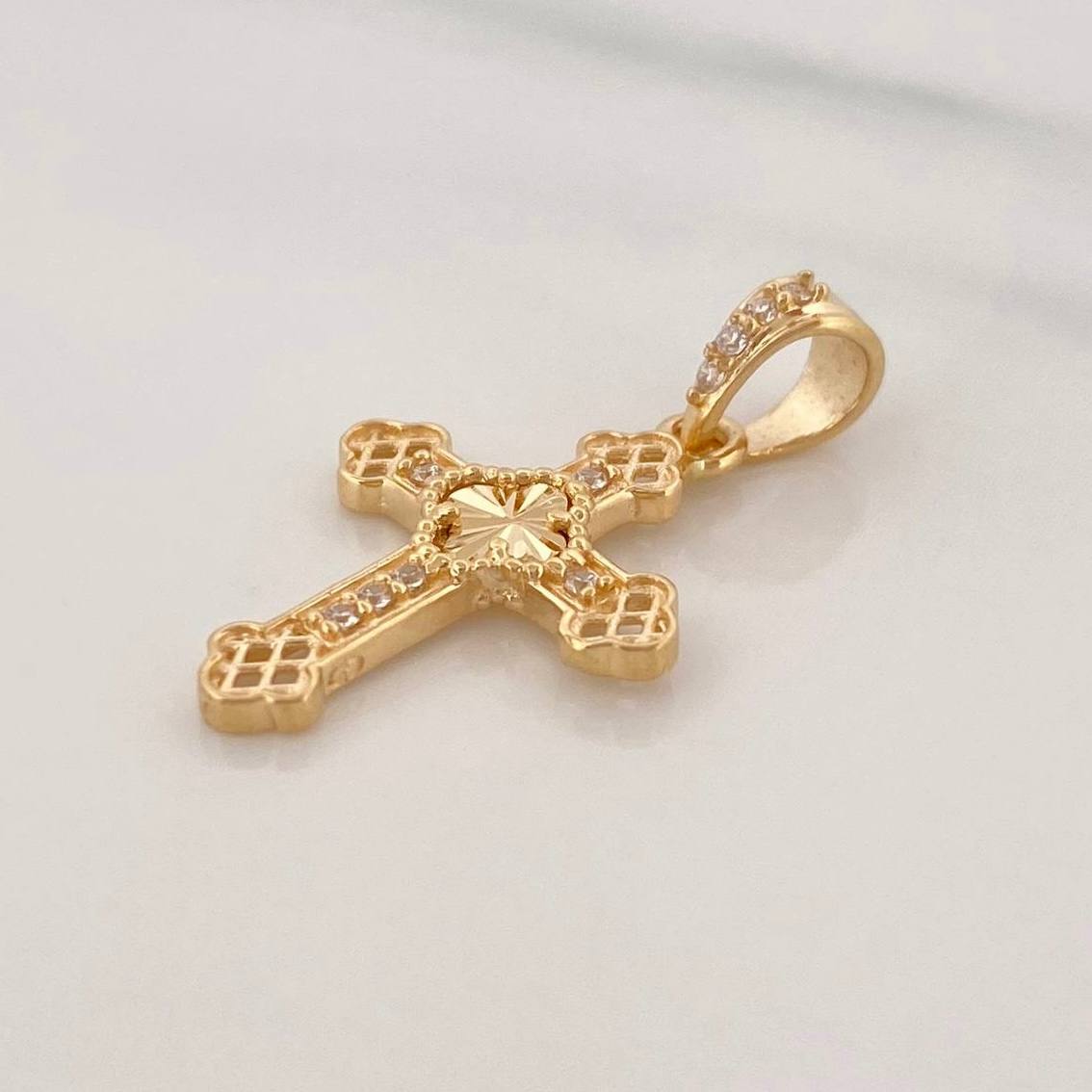 Dije Cruz Trebol 1.15g / 2.4cm Oro Rosa 18K