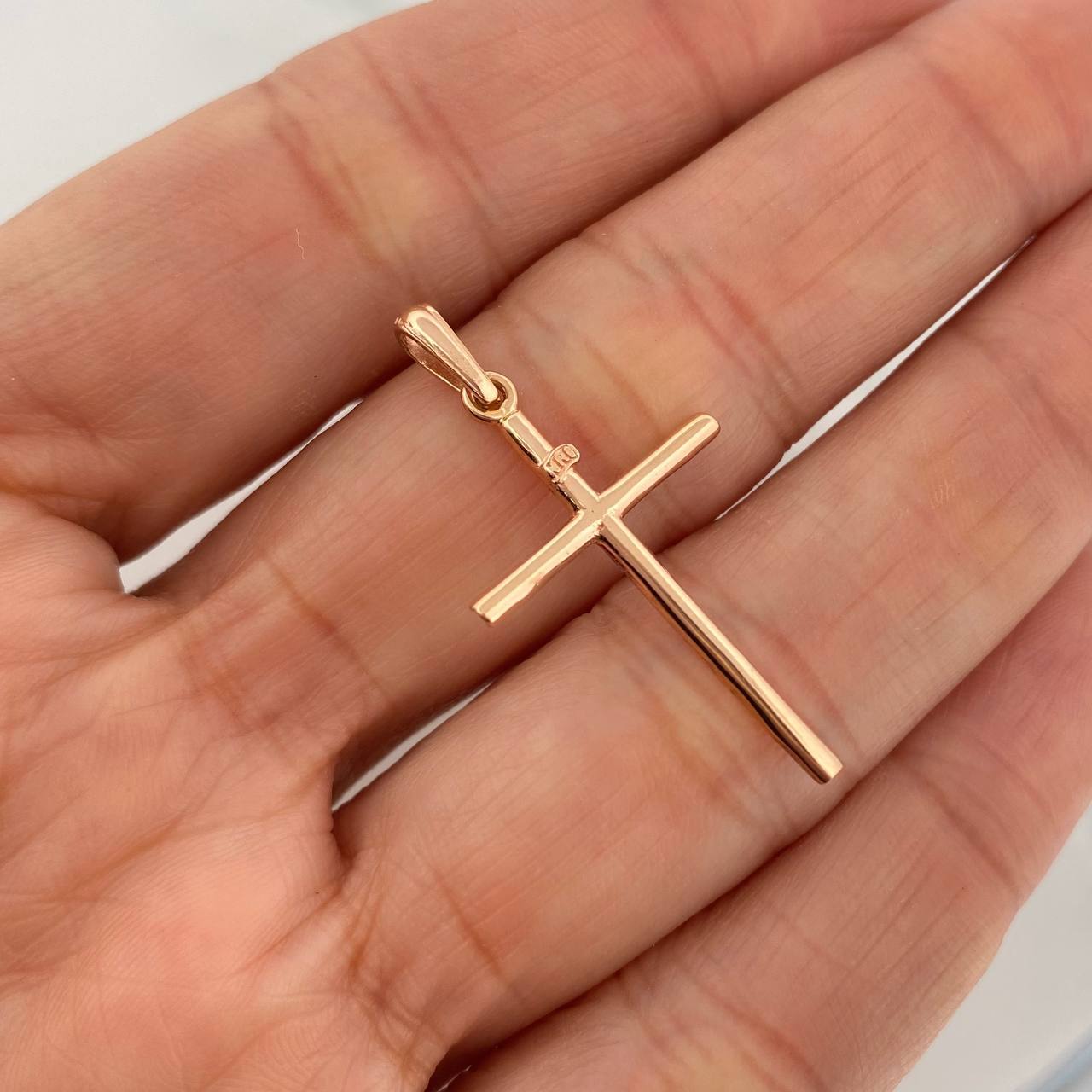 Dije Cruz Lisa 1.05g / 3.5cm Oro Rosa 18K