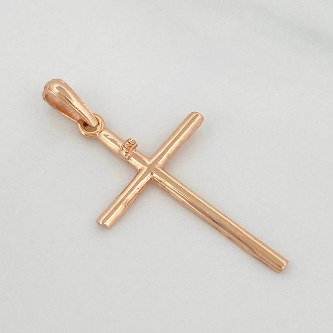 Dije Cruz Lisa 1.05g / 3.5cm Oro Rosa 18K