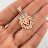 Dije León 3.1g / 3.5cm Dos Oros Blanco Rosa 18K