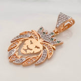 Dije León 3.1g / 3.5cm Dos Oros Blanco Rosa 18K