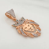 Dije León 3.1g / 3.5cm Dos Oros Blanco Rosa 18K