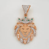 Dije León 3.1g / 3.5cm Dos Oros Blanco Rosa 18K