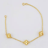 Pulso Trebol Aro Seguido Diamantado 3.8g / 17.1cm / 1.55mm Oro Amarillo 18K