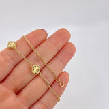 Pulso Trébol Aro Seguido Diamantado 3.85g / 18.1cm / 1.5mm Oro Amarillo 18K