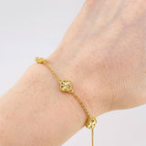 Pulso Trebol Aro Seguido Diamantado 3.8g / 17.1cm / 1.55mm Oro Amarillo 18K