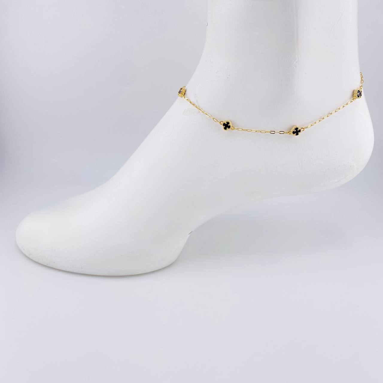 Tobillera Trébol Cajón 3.3g / 26.3cm / 1.6mm Oro Amarillo 18K