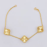 Pulso Trebol Aro Seguido Diamantado 5.75g / 17.6cm / 1.55mm Oro Amarillo 18K