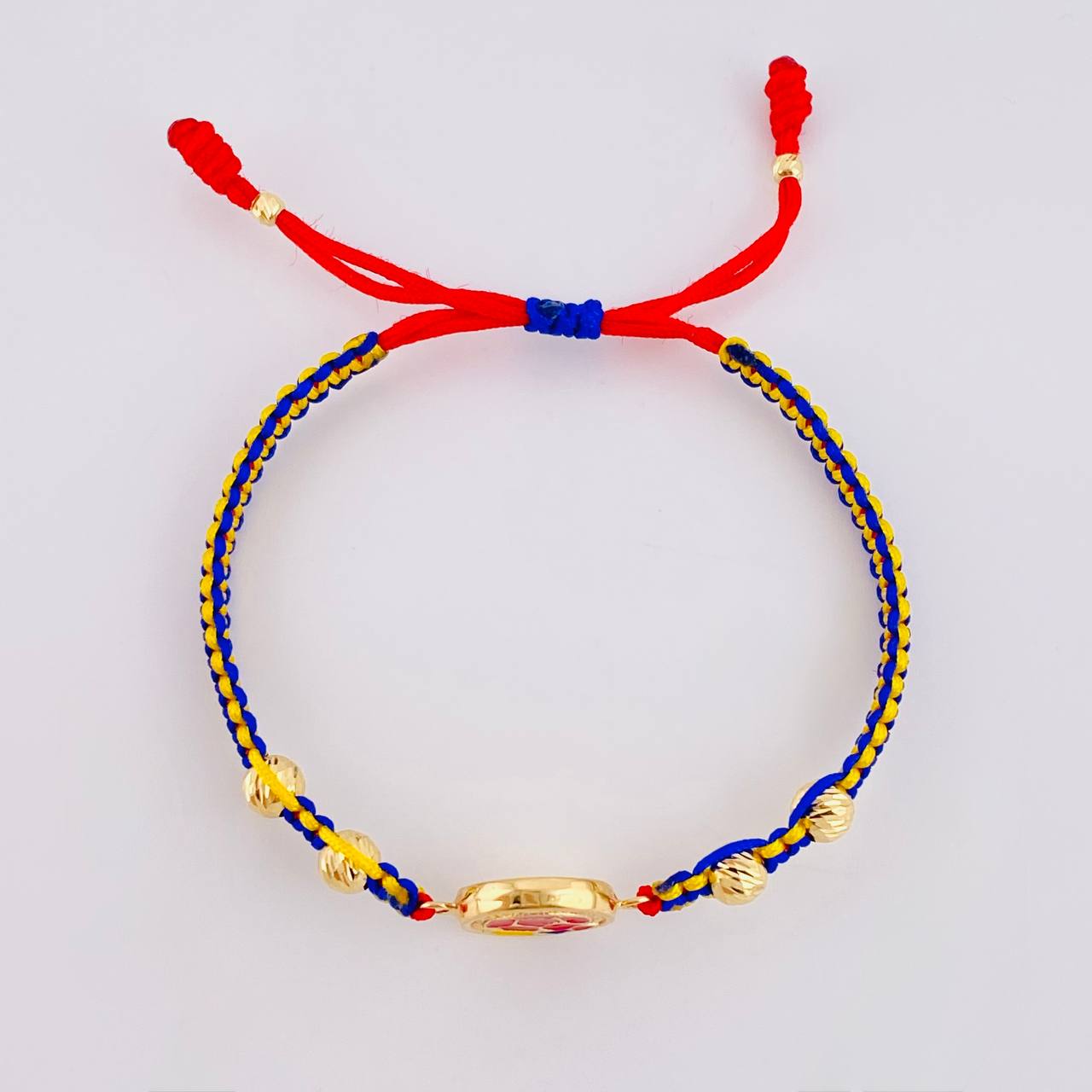 Pulsera Tejida Tricolor Escudo Selección Oro Amarillo 18K