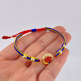 Pulsera Tejida Tricolor Escudo Selección Oro Amarillo 18K