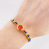 Pulsera Tejida Tricolor Escudo Selección Oro Amarillo 18K