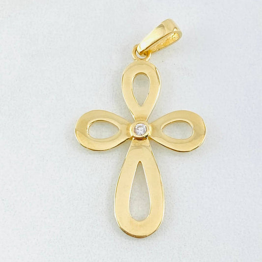 Dije Cruz Floreada 2.7gr / 3.7cm / Oro Amarillo 18K