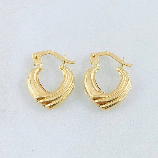 Candongas Corazon Rayado 1.1gr / 1.5cm / Oro Amarillo 18K *