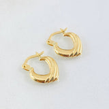 Candongas Corazon Rayado 1.05gr / 1.5cm / Oro Amarillo 18K *
