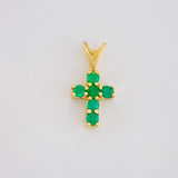 Dije Cruz Tupida Esmeraldas 18pts 0.45g / 1.3cm Oro Amarillo 18K