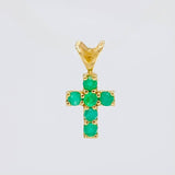 Dije Cruz Tupida Esmeraldas 18pts 0.45g / 1.3cm Oro Amarillo 18K