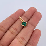 Dije Trebol 0.75gr / 1.5cm / Malaquita Verde Oro Amarillo 18K &