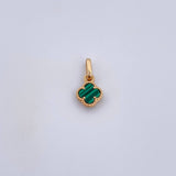 Dije Trebol 0.75gr / 1.5cm / Malaquita Verde Oro Amarillo 18K &