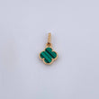 Dije Trebol 0.95gr / 1.7cm / Malaquita Verde Oro Amarillo 18K &