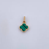 Dije Trebol 0.95gr / 1.7cm / Malaquita Verde Oro Amarillo 18K &