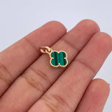 Dije Trebol 1gr / 1.7cm / Malaquita Verde Oro Amarillo 18K &