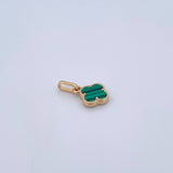 Dije Trebol 0.95gr / 1.7cm / Malaquita Verde Oro Amarillo 18K &