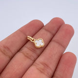 Dije Trebol 0.8gr / 1.5cm / Nacar Blanco Oro Amarillo 18K &