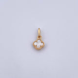 Dije Trebol 0.75gr / 1.5cm / Nacar Blanco Oro Amarillo 18K &