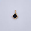 Dije Trebol 1gr / 1.7cm / Onix Negra Oro Amarillo 18K &
