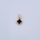 Dije Trebol 0.8gr / 1.5cm / Onix Negra Oro Amarillo 18K &