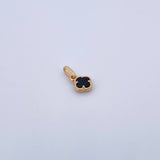 Dije Trebol 0.8gr / 1.5cm / Onix Negra Oro Amarillo 18K &