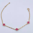 Pulso Aro Seguido Trebol 2.25gr / 18.6cm / 1.7mm Circones Fucsias Oro Amarillo 18K &