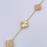 Pulso Aro Seguido Trebol 7.3gr / 20.9cm / 1.3mm Diamantado Circones Blancos Oro Amarillo Nac.Esp. 18K &