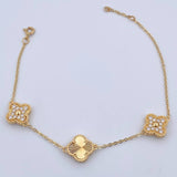 Pulso Aro Seguido Trebol 7.3gr / 20.9cm / 1.3mm Diamantado Circones Blancos Oro Amarillo Nac.Esp. 18K &